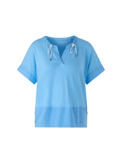 Marccain Drawstring V-neck T-shirt In Blue