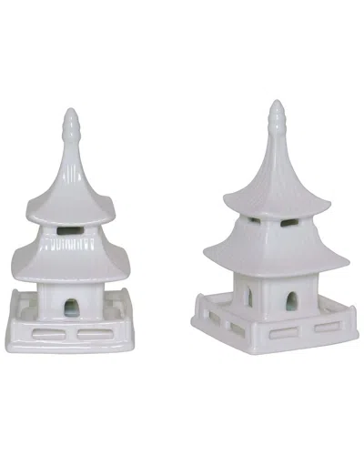 Port 68 Set Of 2 Pagoda Short Objects In White