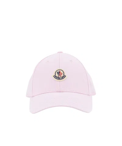 Moncler Gabardine Baseball Cap With Logo Patch In Pink