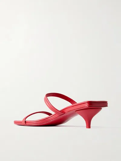 St Agni Fine Strap Leather Kitten Heels In Brown