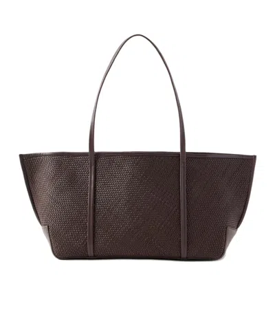 St Agni Woven Slim Bateau Tote In Brown