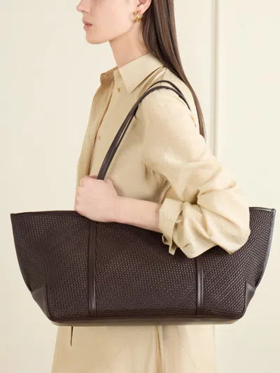 St Agni Woven Slim Bateau Tote In Brown