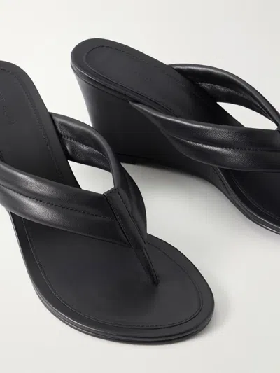 St Agni Stitch Detail Thong Wedges Black