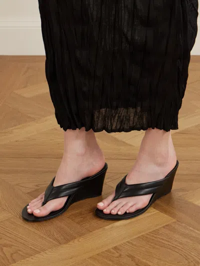 St Agni Stitch Detail Thong Wedges Black