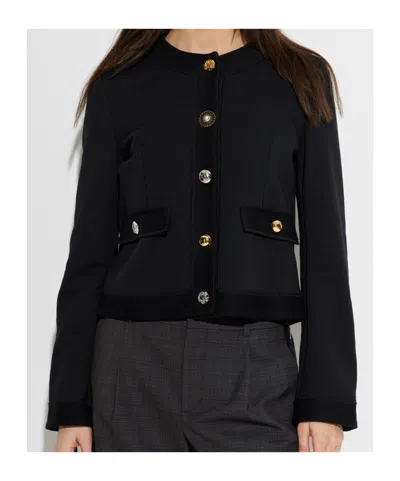 Moschino Black Solid Round Neck Cardigan In Black