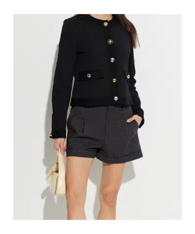 Moschino Black Solid Round Neck Cardigan In Black