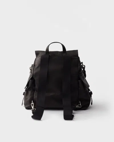 Prada Explore Re-nylon And Leather Backpack In Black
