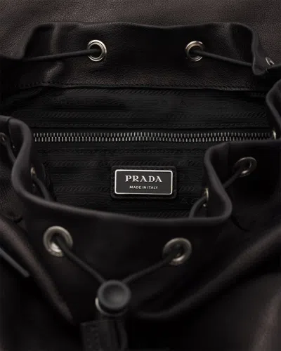 Prada Explore Re-nylon And Leather Backpack In Black