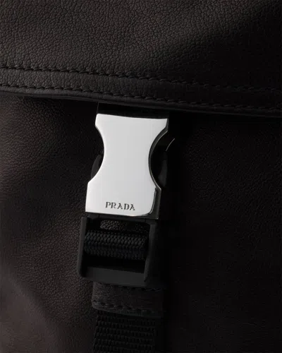 Prada Explore Re-nylon And Leather Backpack In Black
