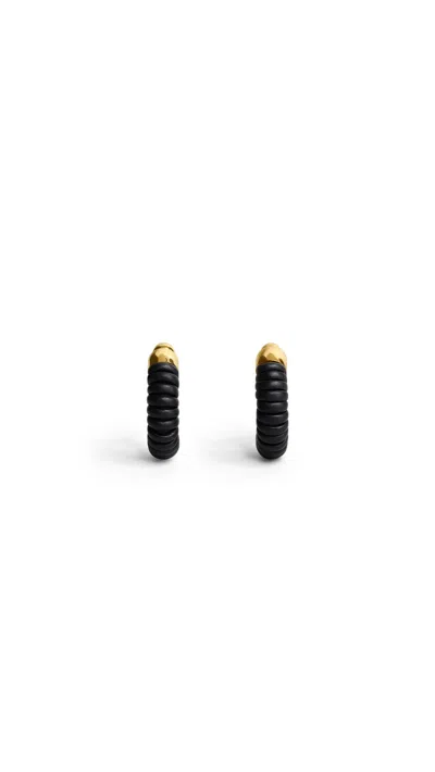 Alaïa Small Bobine Hoops In Black