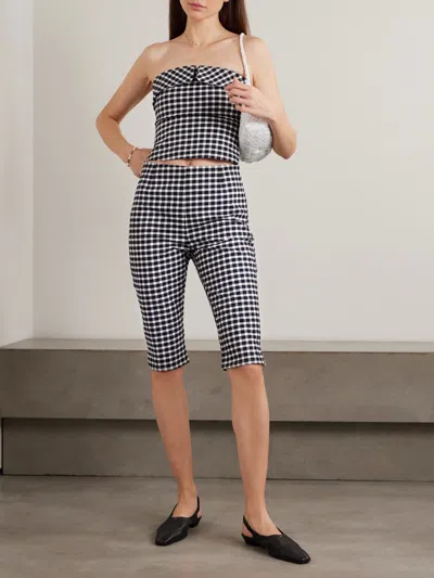 Posse Chiara Cropped Checked Cotton-blend Capri Pants In Black