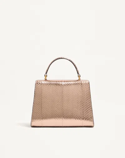 Valentino Small Vsling Laminated Elaphe Leather Top Handle Bag In Pink