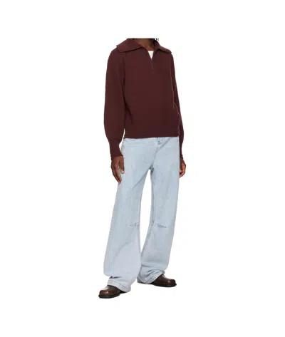 Entire Studios Half-zip Knitted Sweater In Red