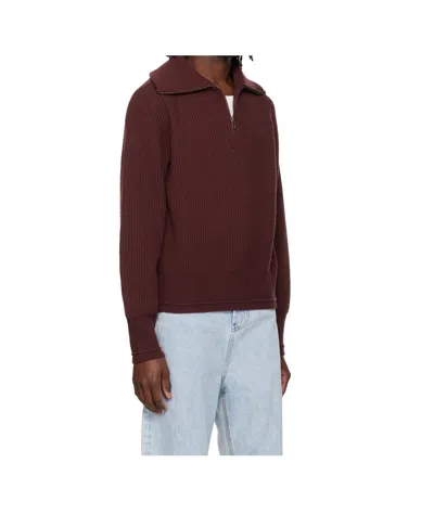 Entire Studios Half-zip Knitted Sweater In Red