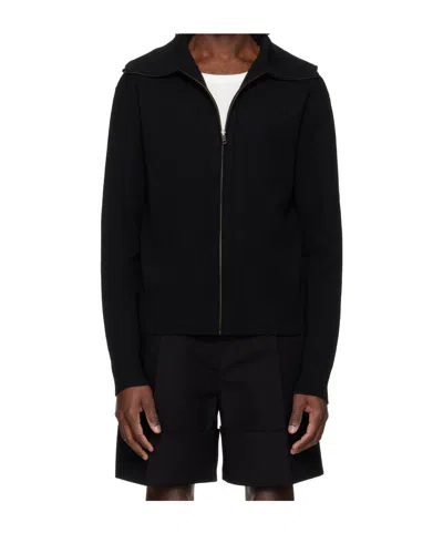 Entire Studios Relaxed Zip-up Knitted Jacket In Black