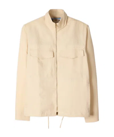 Paul Smith Ecru Linen Patch-pocket Drawstring Jacket White In Brown
