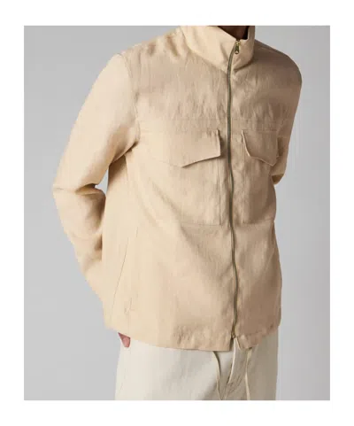 Paul Smith Ecru Linen Patch-pocket Drawstring Jacket White In Brown