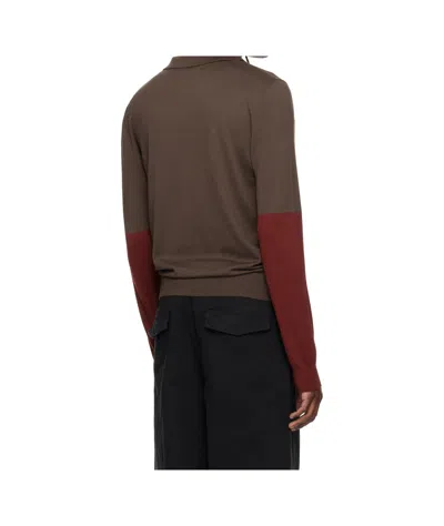 Entire Studios Brown Split Sleeve Polo In Brown