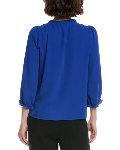 Cece Ruffled Button-front Top In Blue