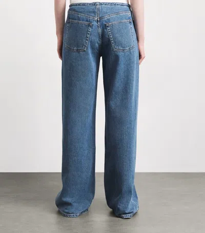 Still Here Drawstring Sport Wide-leg Jeans In Blue