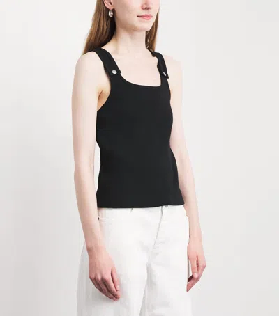 Still Here Stretch-cotton Snap Tank Top In Black