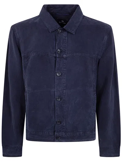 Ps By Paul Smith Button-up Collared Jacket In Blue