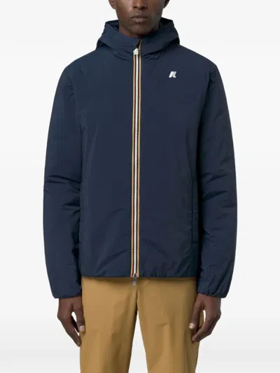 K-way Blue Stretch Dot Zip Jacket In Blue
