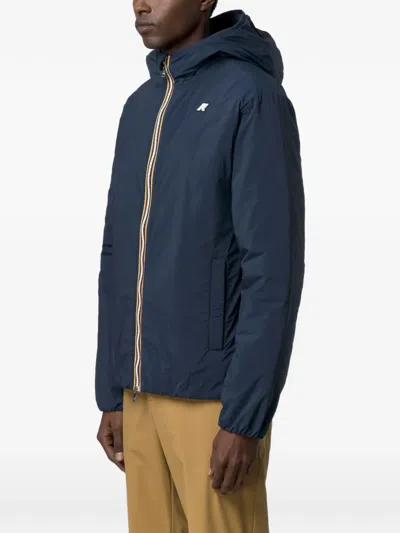 K-way Blue Stretch Dot Zip Jacket In Blue