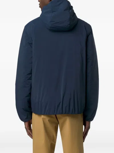 K-way Blue Stretch Dot Zip Jacket In Blue