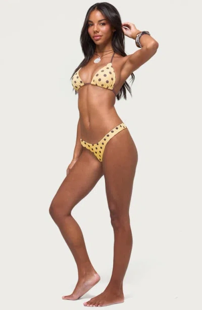 Edikted Melanie Polka Dot String Bikini Bottom In Yellow