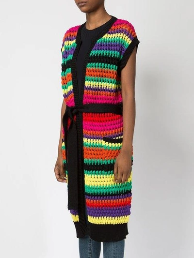 Shop Balmain Striped Cardigan In Multicolour