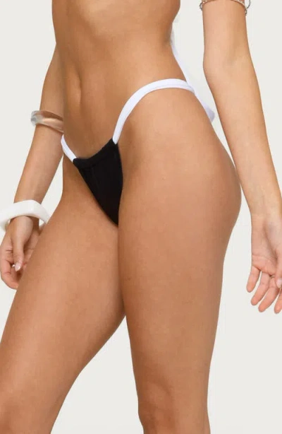 Edikted Leanna Contrast String Bikini Bottom In Black