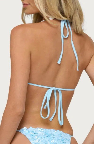 Edikted Grace Sequin Triangle Bikini Top In Blue