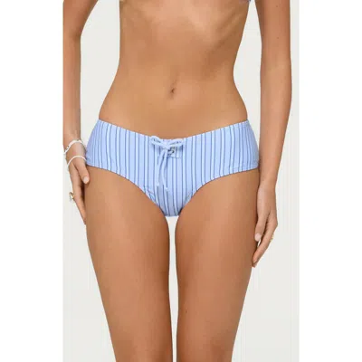 Edikted Blonca Stripe Boyshort Bikini Bottoms In Blue