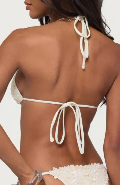 Edikted Grace Sequin Bikini Top In White