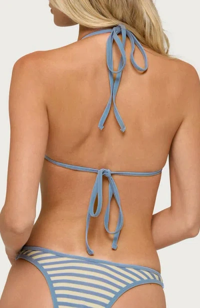 Edikted Jayla Striped Triangle Bikini Top In Blue