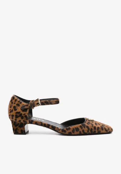 Prada 45 Leopard Print Pumps In Animal Print