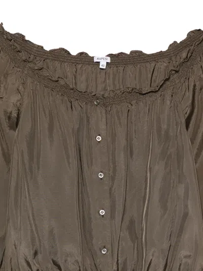 Aspesi Ruffled Button Blouse In Animal Print