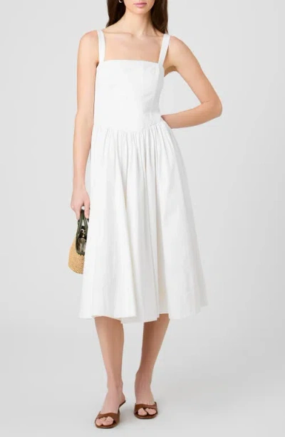 French Connection Cotton Sateen Fitted Bodice Midi Dress In Multi