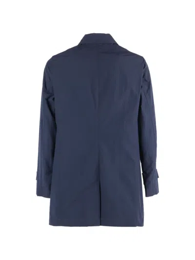 Camplin Rain Button-up Coat In Blue