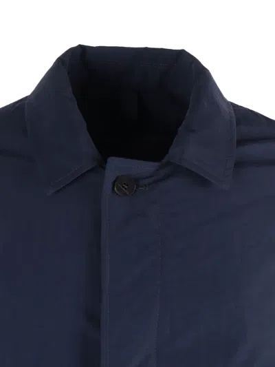 Camplin Rain Button-up Coat In Blue