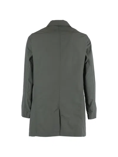 Camplin Concealed Button Mid Length Coat In Green