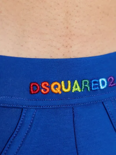 Dsquared2 Logo-embroidered Briefs In Blue