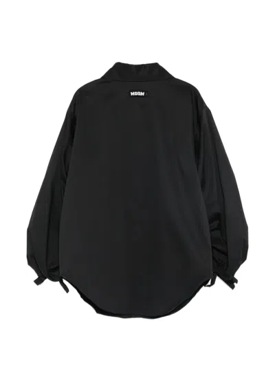 Msgm Ruched-sleeve Shirt In Black