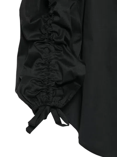 Msgm Ruched-sleeve Shirt In Black