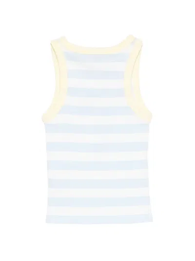 Mc2 Saint Barth Striped Logo-print Vest Top In Gray