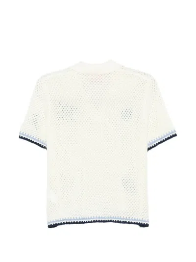 Mc2 Saint Barth Pixie Embroidered Open-knit Sweater In White