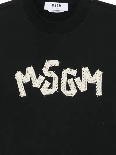 Msgm Logo Embellished Sweatshirt In Black