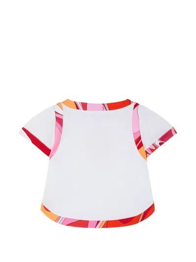 Pucci Junior T-shirt With Printed Trim In White