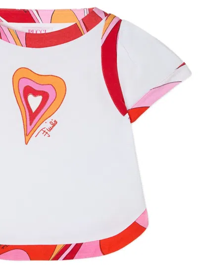 Pucci Junior T-shirt With Printed Trim In White